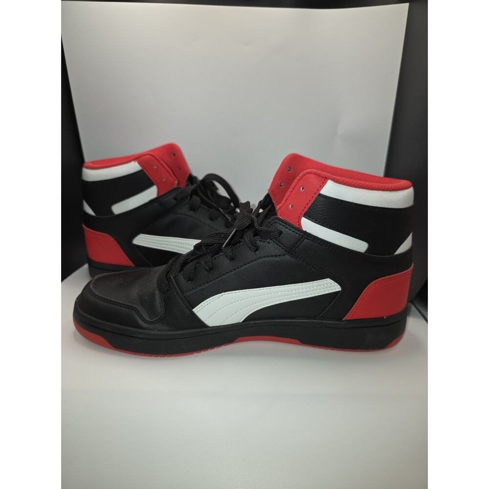 Puma Rebound LayUp SL Men's Size 11.5 Black White Red Sneakers 369573-15 - Picture 2 of 10